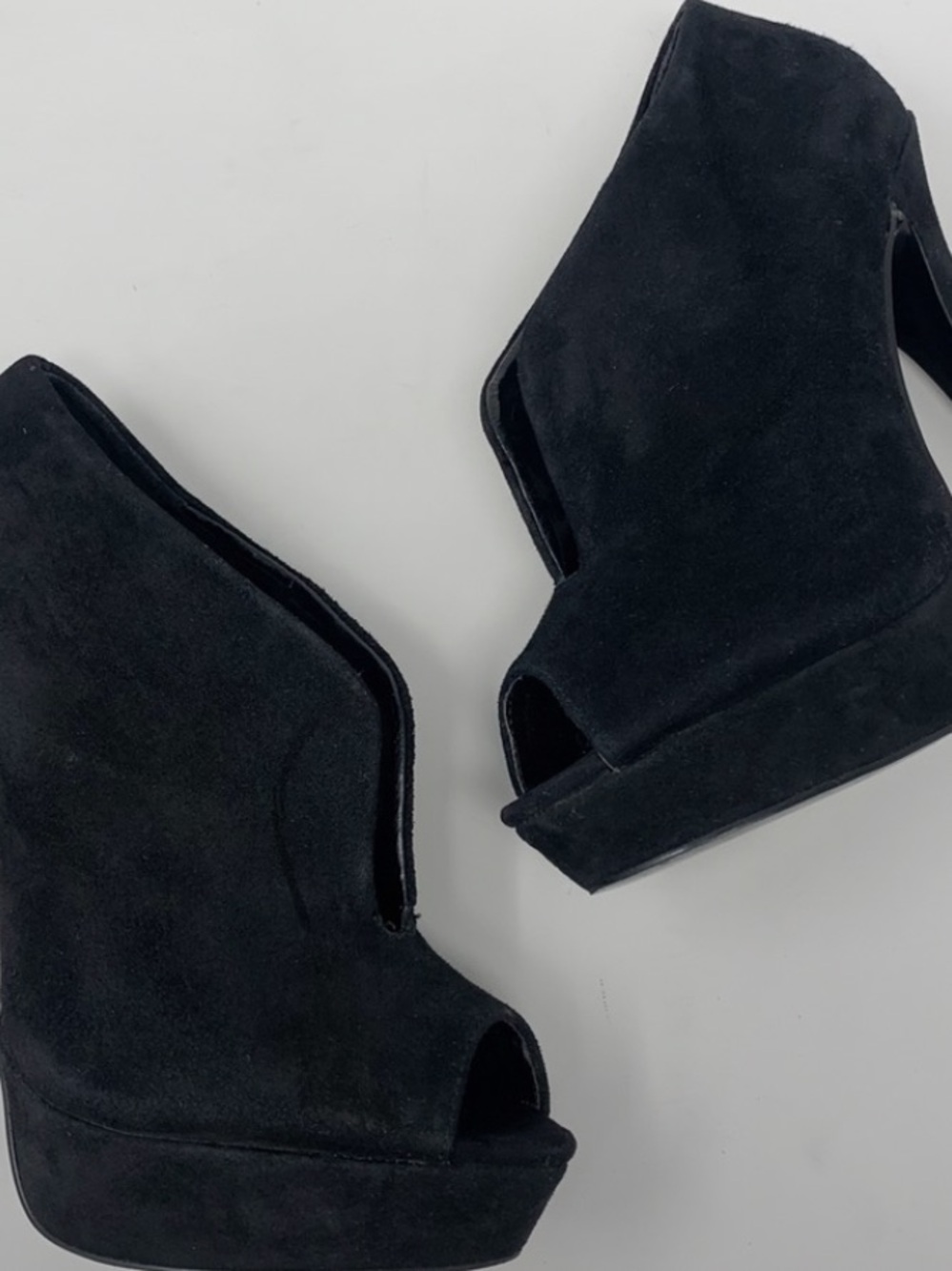 Steve Madden Black Suede Platform High Heel Ankle Boots - Picture 10 of 10